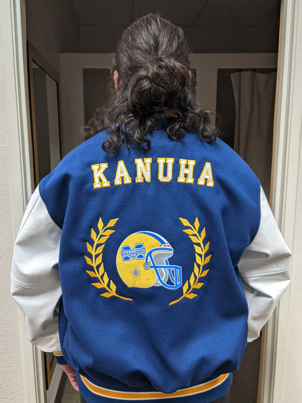 Helmet Design on Letterman Jacket 